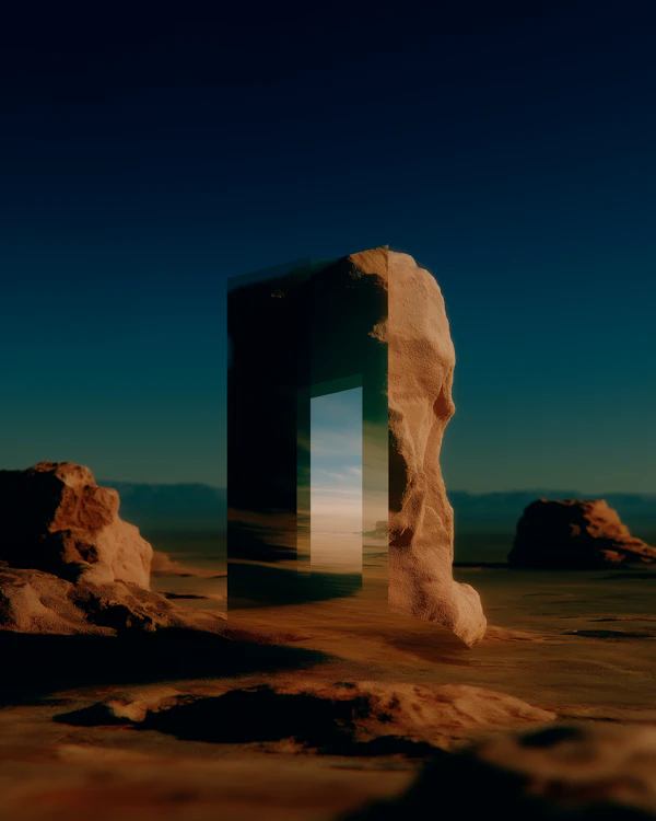 Reflective Desert Monolith