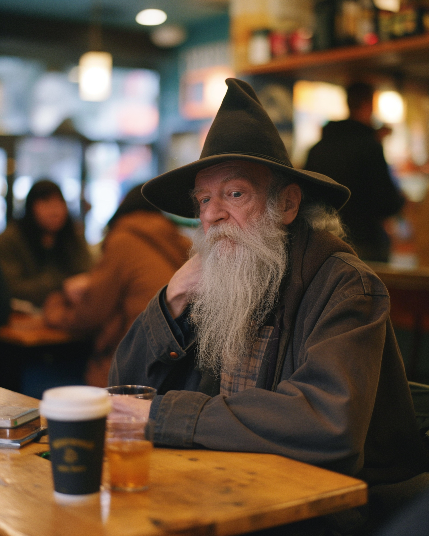 Pensive Elderly Man at Cafe