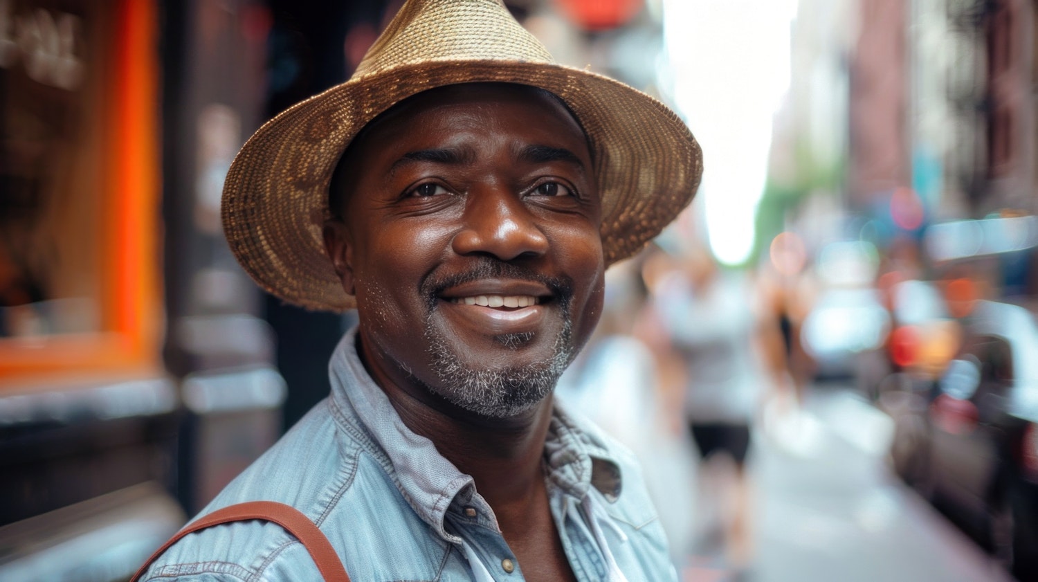 Smiling African Gentleman in Urban Street