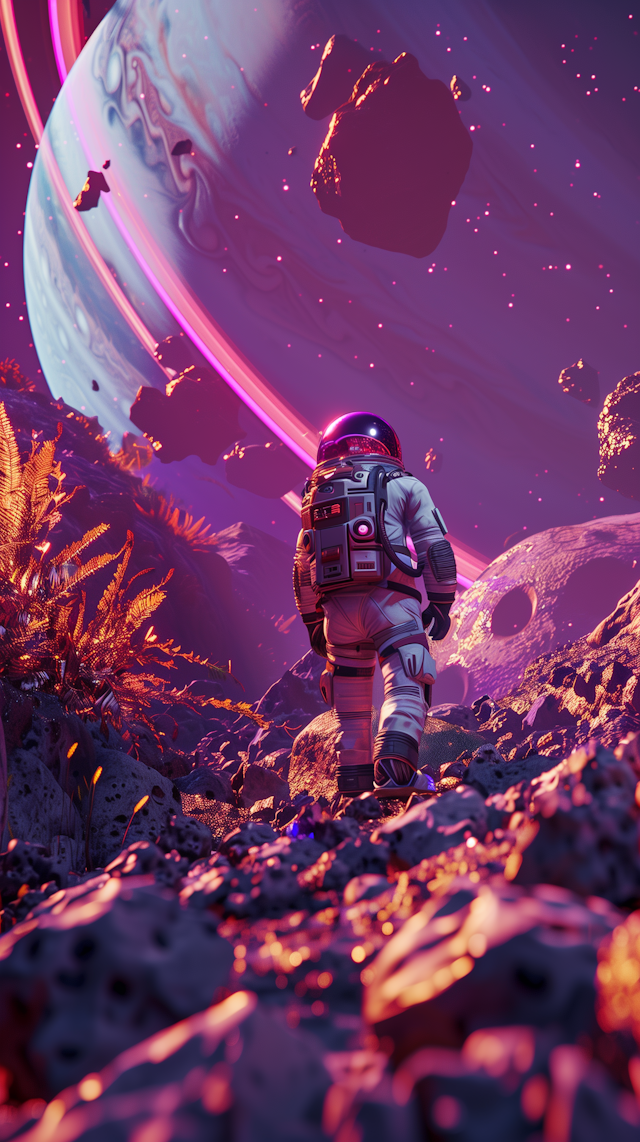 Astronaut on Alien Landscape