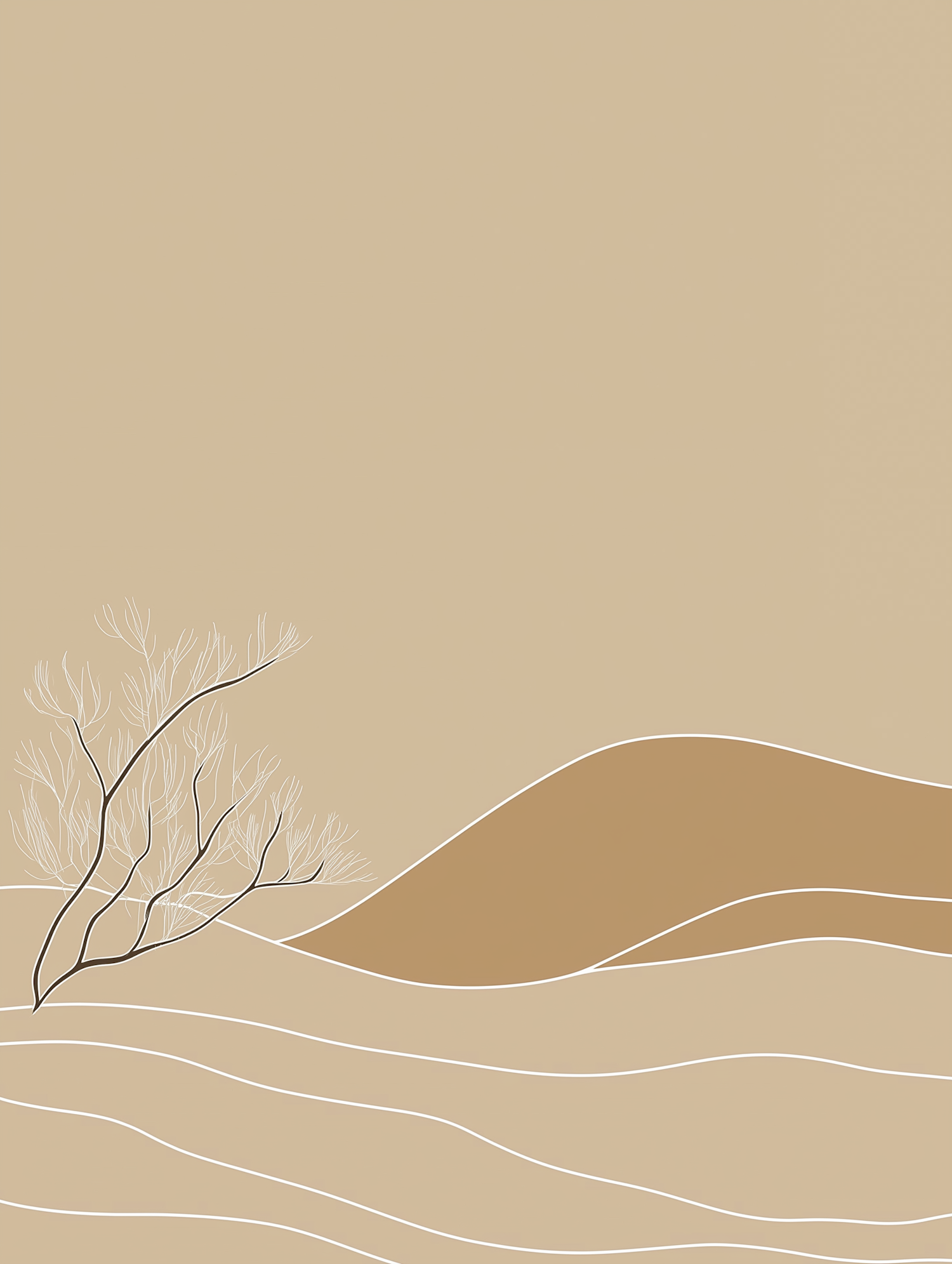 Minimalist Landscape with Stylized Tree