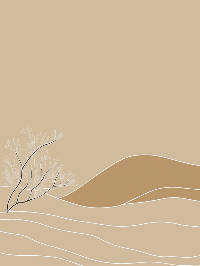 Minimalist Landscape with Stylized Tree