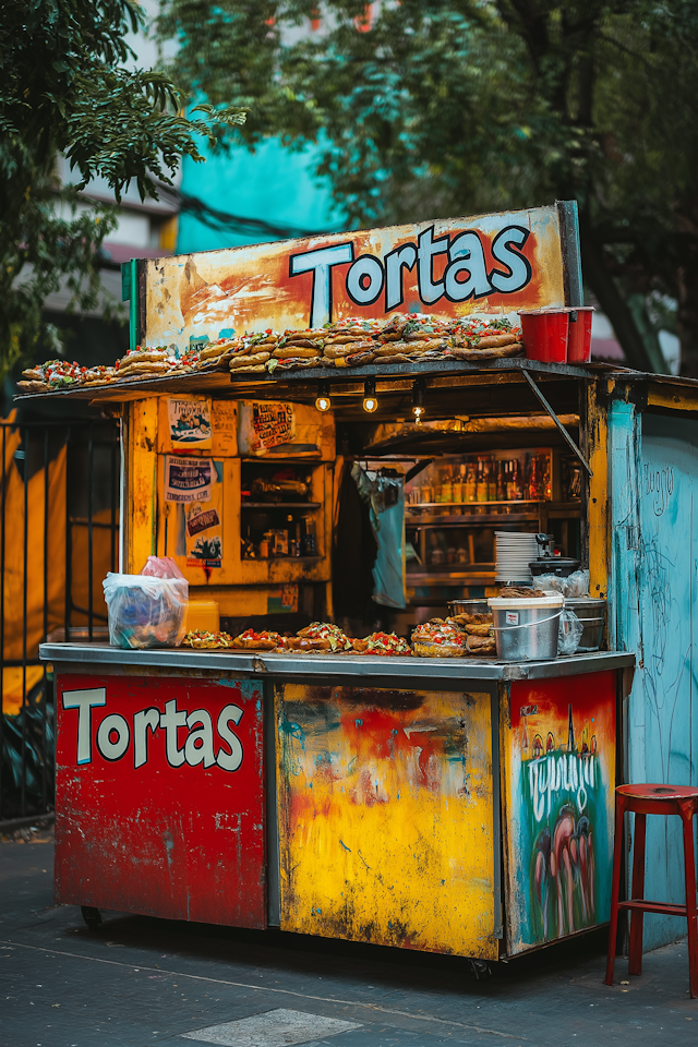 Vibrant Street Food Stall - Tortas