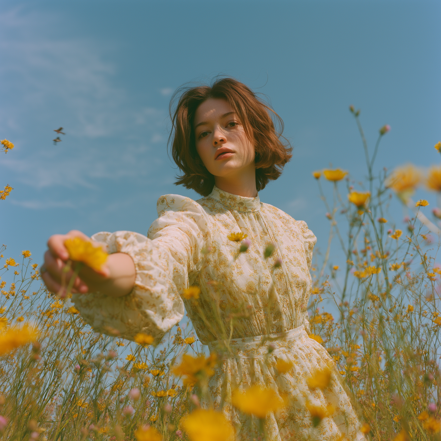 Woman in Wildflower Field