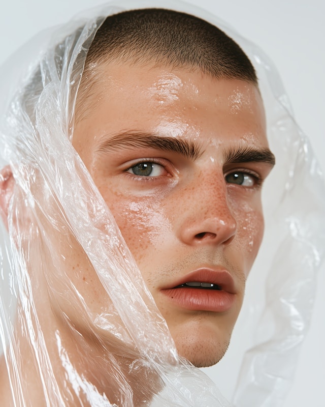 Close-up Portrait with Plastic Drape