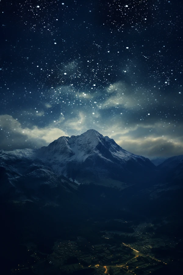 Majestic Mountain Under Starlit Sky