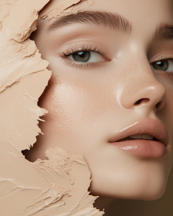 Close-up Face with Skincare