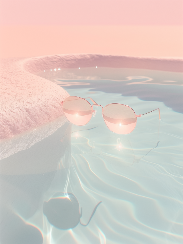 Tranquil Waters with Pink-Tinted Sunglasses