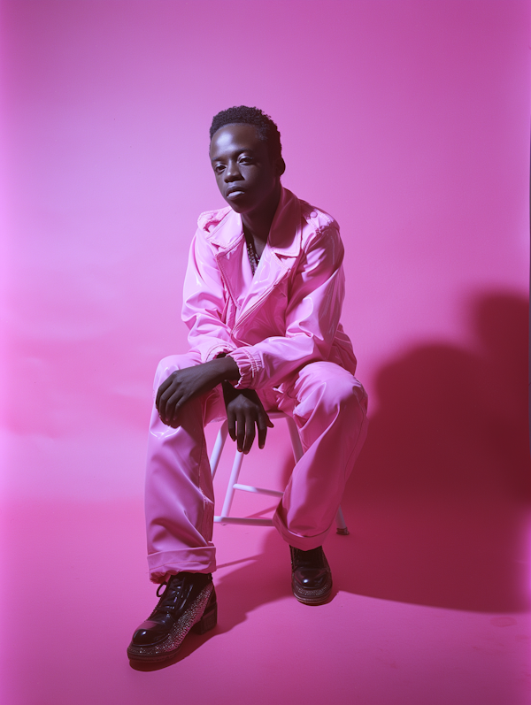 Fashion-Forward Portrait in Monochrome Pink