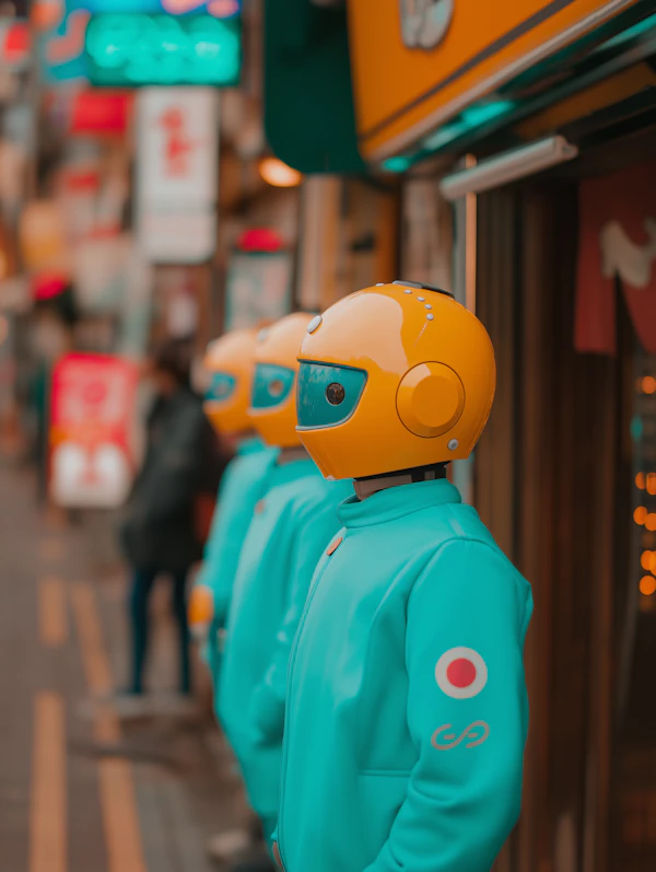 Futuristic Figures in Urban Setting