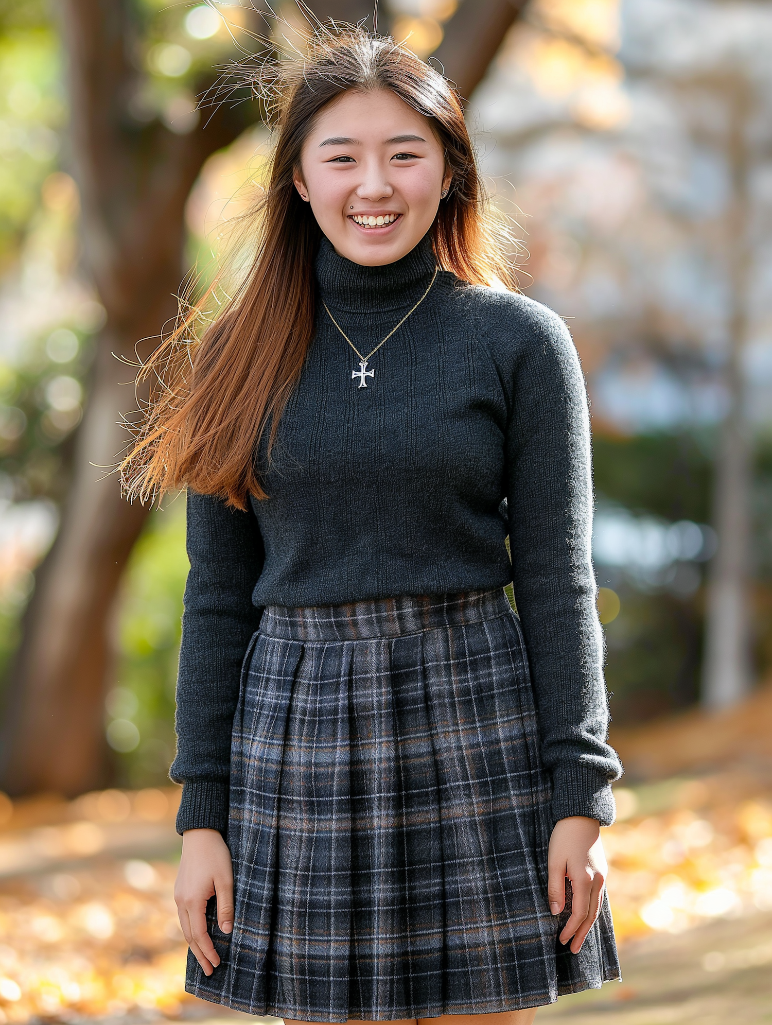 Joyous Young Woman in Autumn