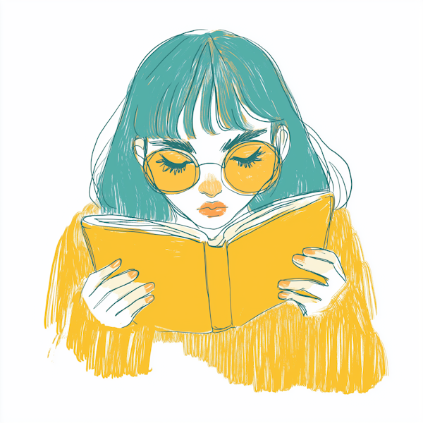 Stylized Illustration of a Person Reading