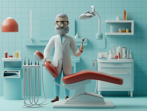 Stylized Dentist with Giant Toothbrush