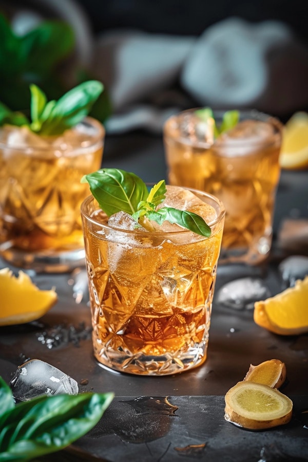 Iced Tea with Basil and Lemon