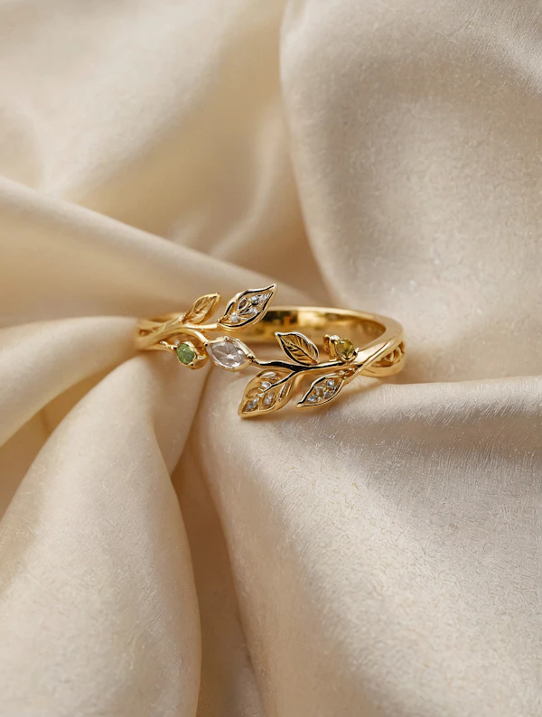 Gold Leaf Ring Close-Up