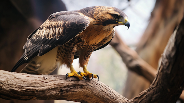 Majestic Hawk Perched on Tree Branch