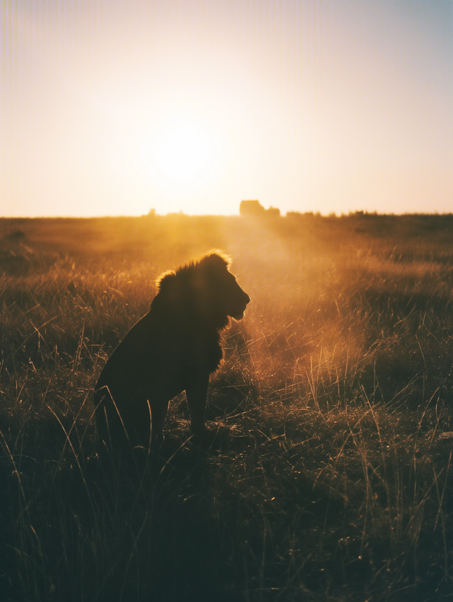 Majestic Lion Silhouette at Sunrise