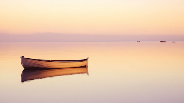 Serene Wooden Boat at Sunrise