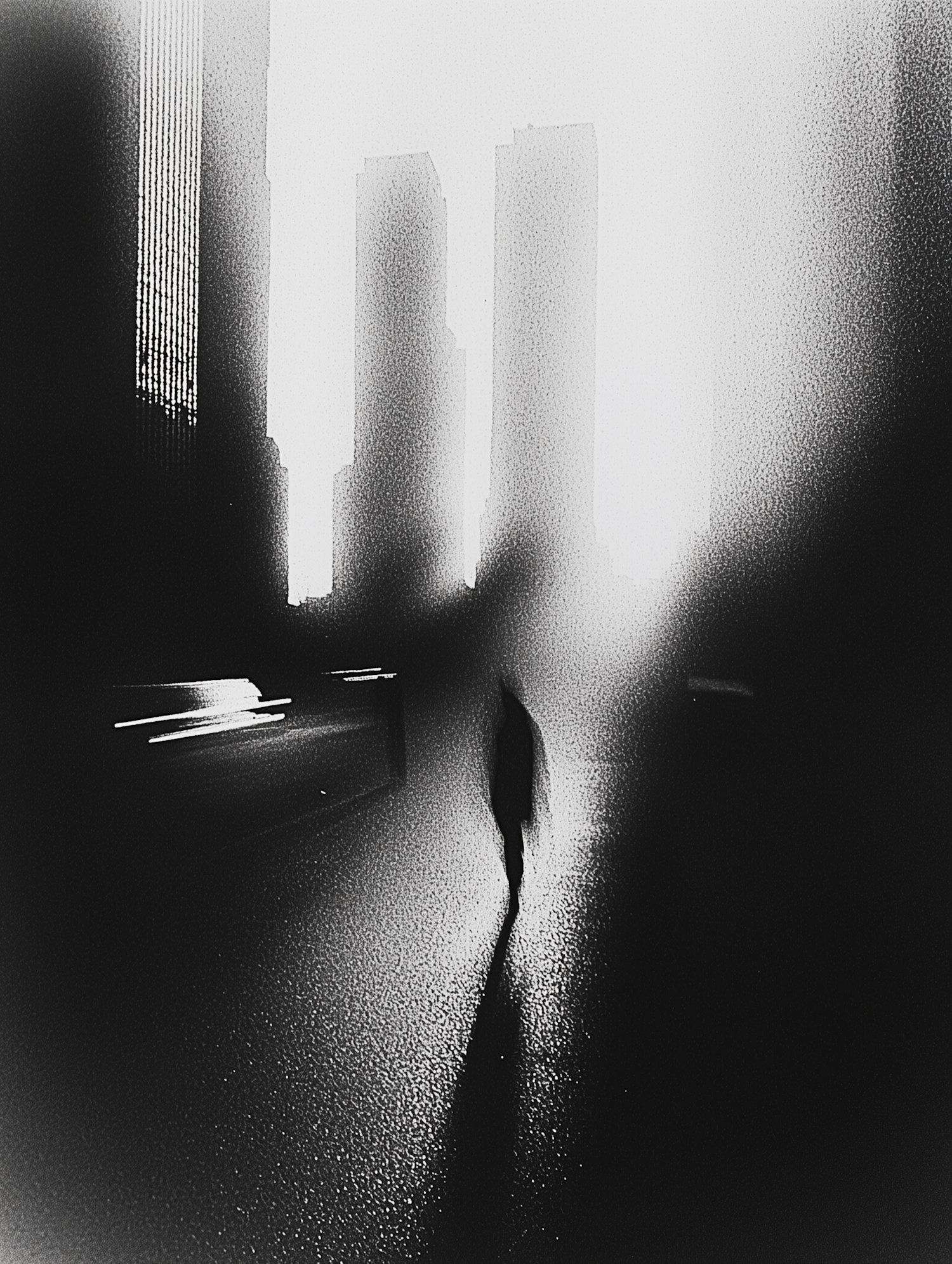 Solitary Figure in Urban Shadows