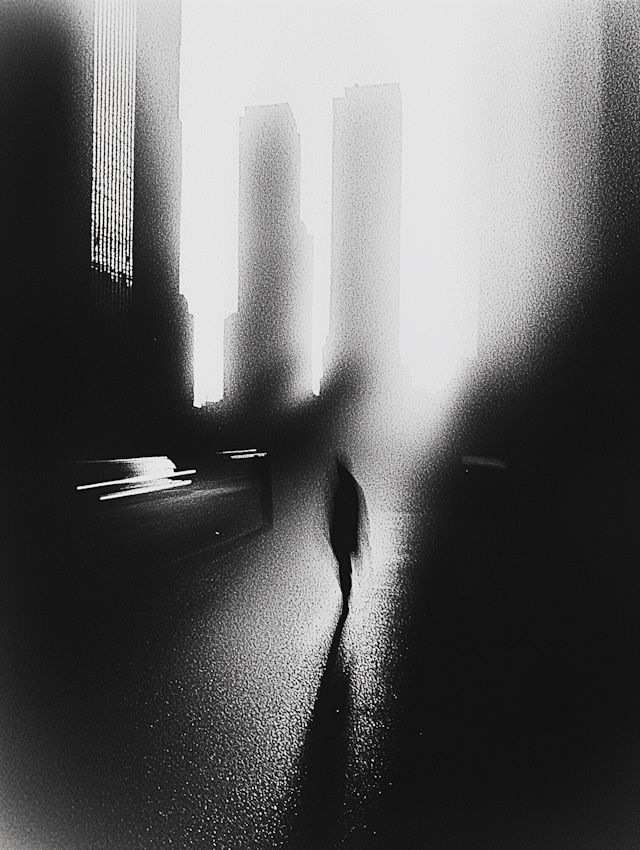 Solitary Figure in Urban Shadows