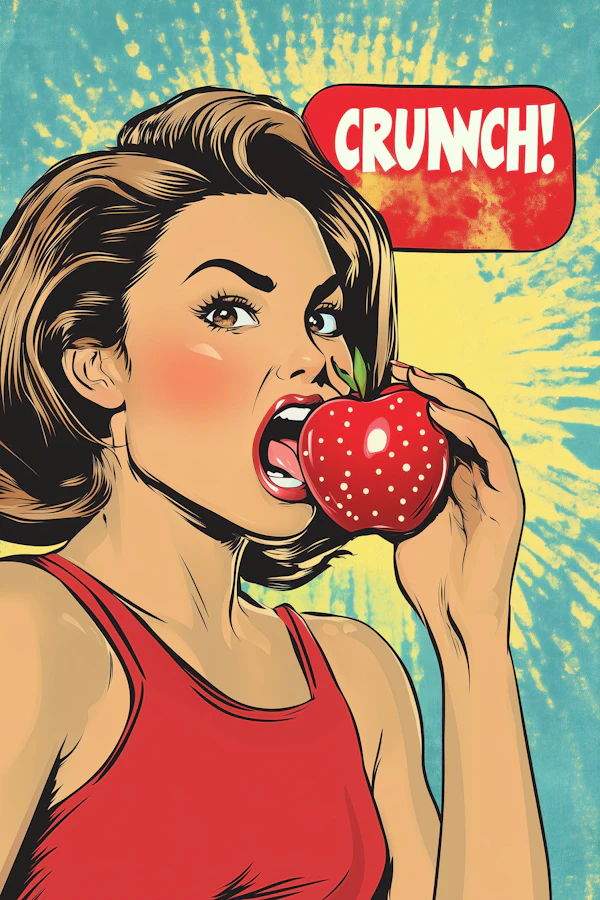 Pop Art Woman Biting Apple