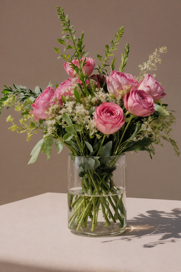 Pink Roses in Vase
