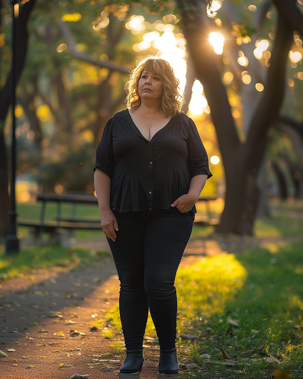 Contemplative Woman in Park