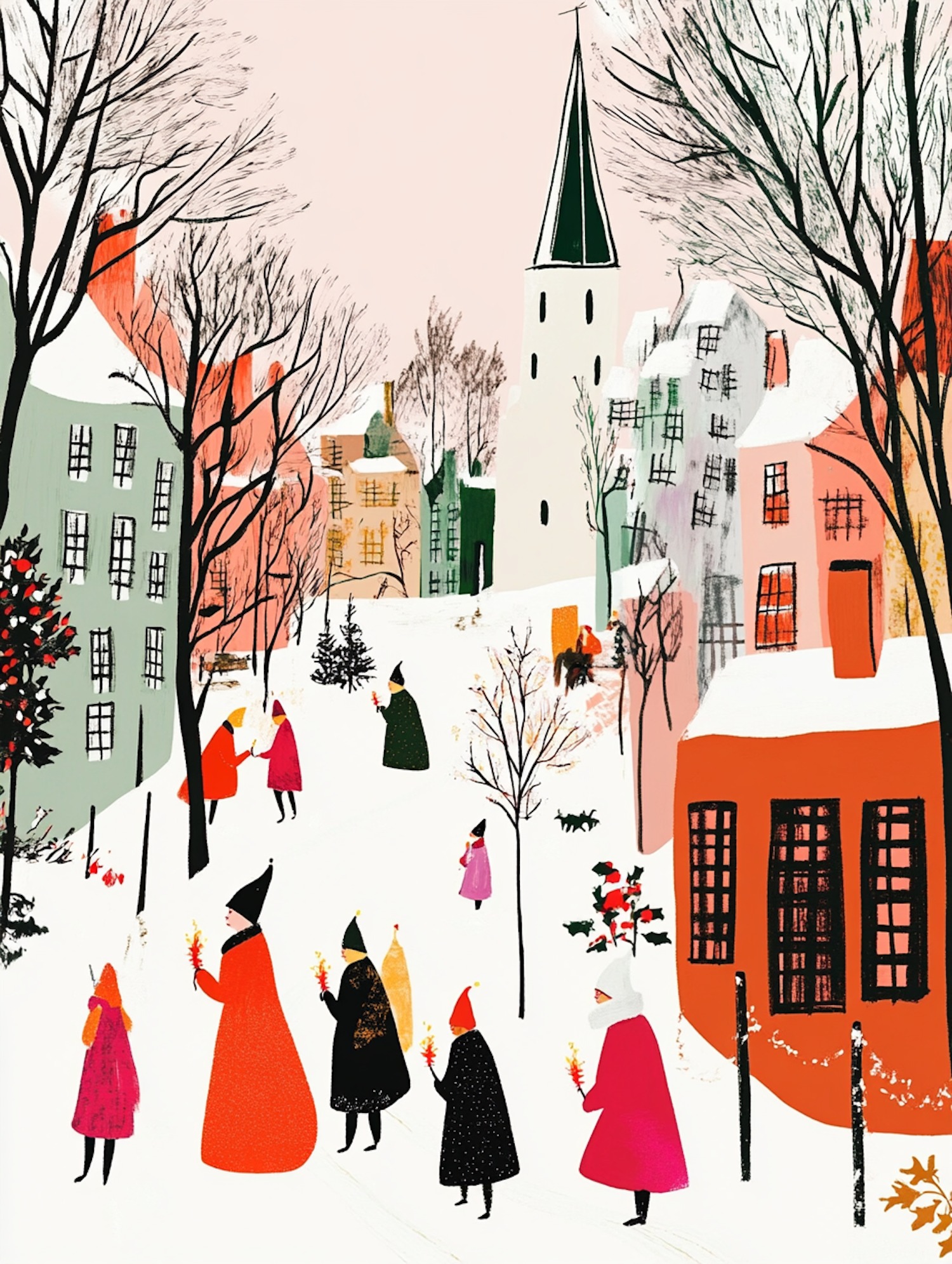 Charming Winter Village Scene