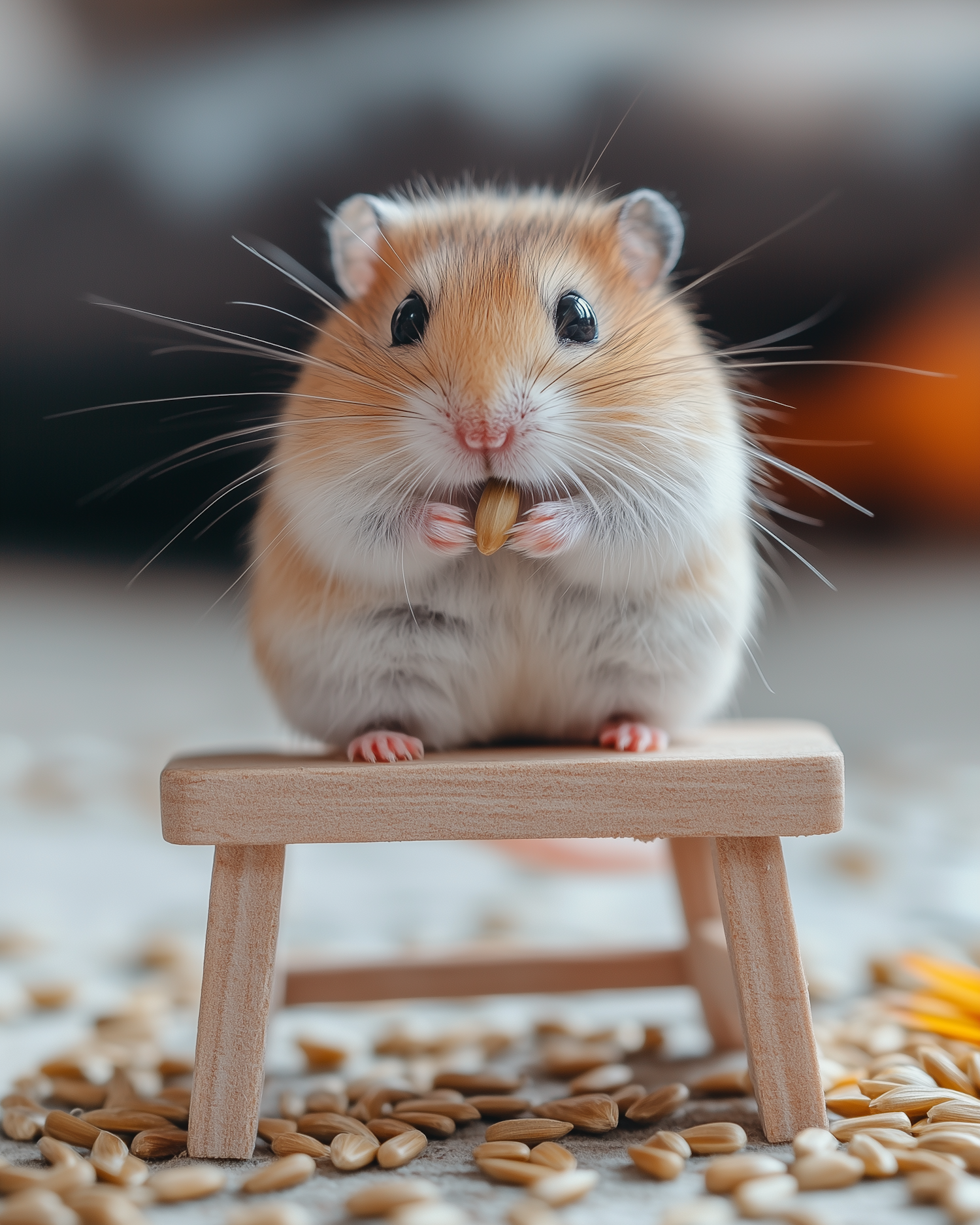 Adorable Hamster on Bench