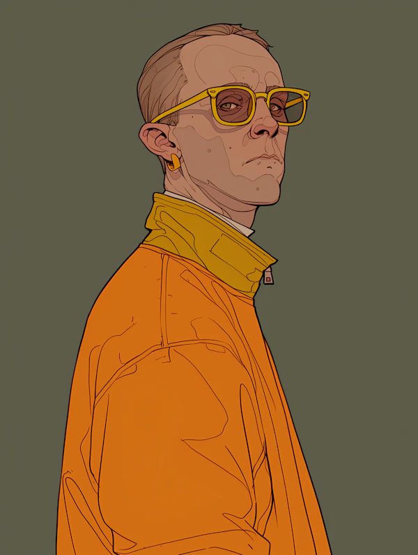 Stylized Portrait with Orange Jacket