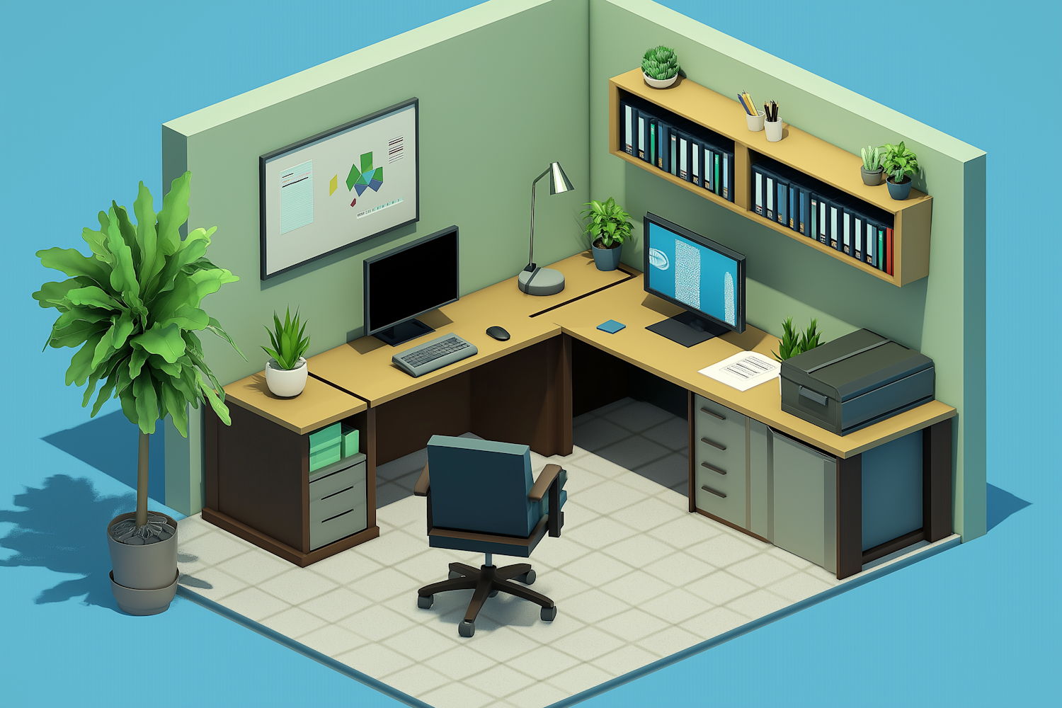 Modern Office Workspace 3D Model