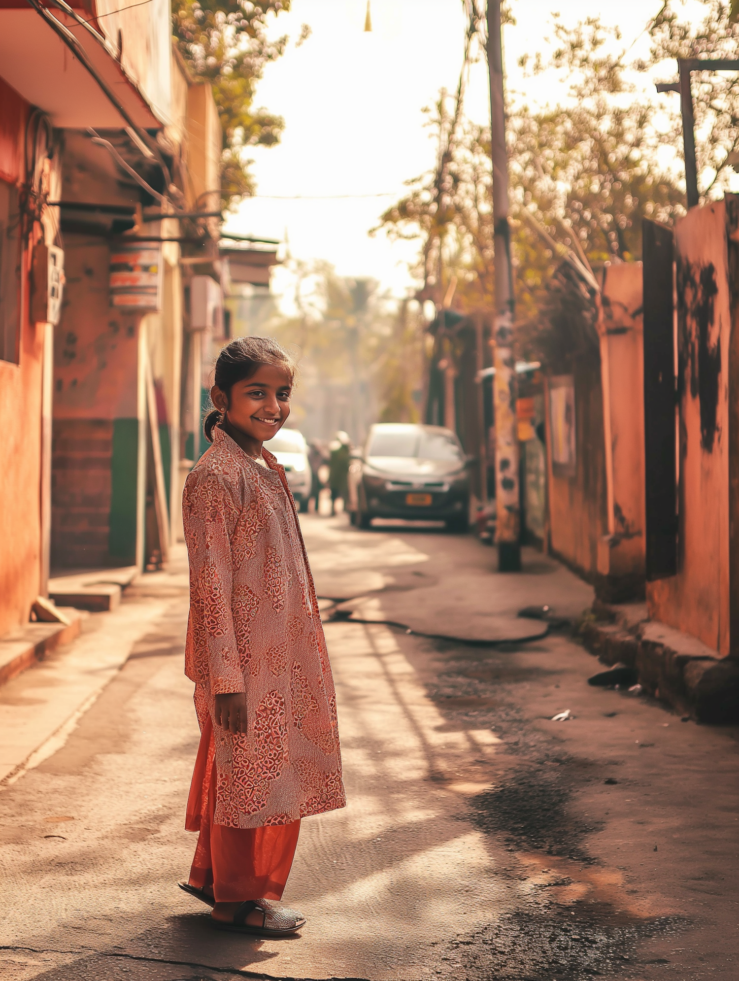 Joyful Girl in Traditional Attire