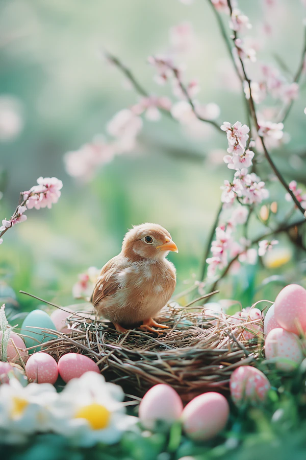 Serene Bird in Nest