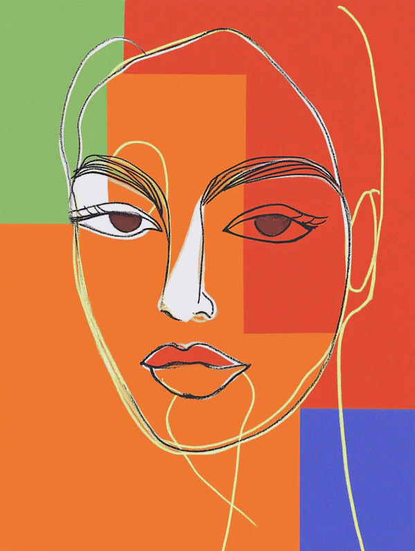 Vibrant Stylized Face Illustration