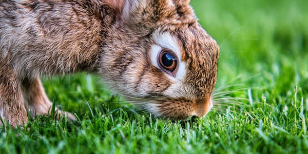 Close-up of a Rabbit Grazing