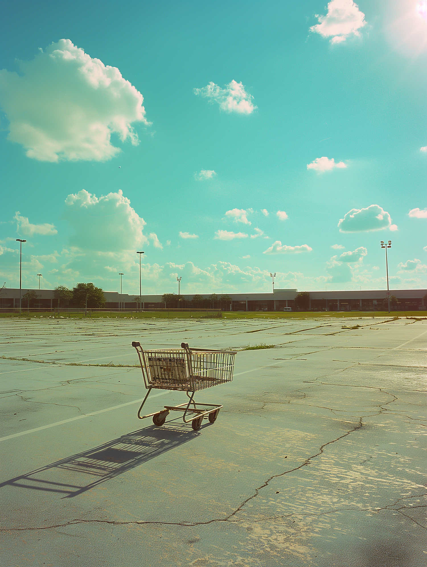 Abandoned Shopping Cart in Parking Lot