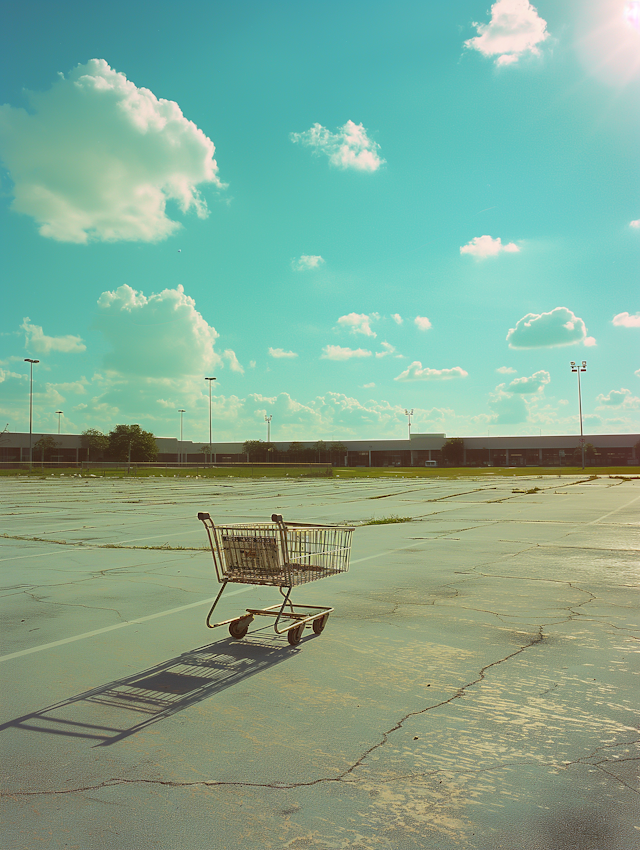 Abandoned Shopping Cart in Parking Lot