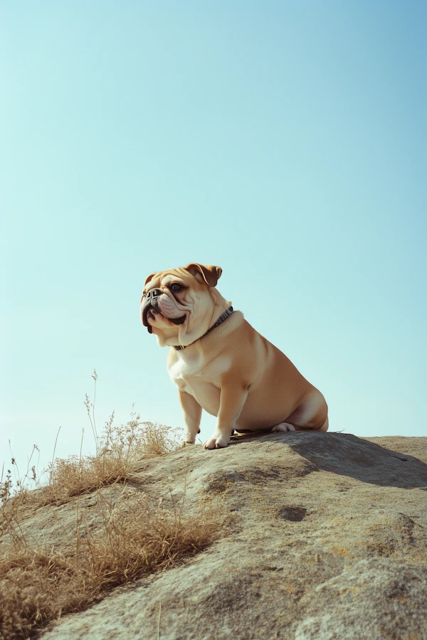 Majestic Bulldog on Rocky Surface
