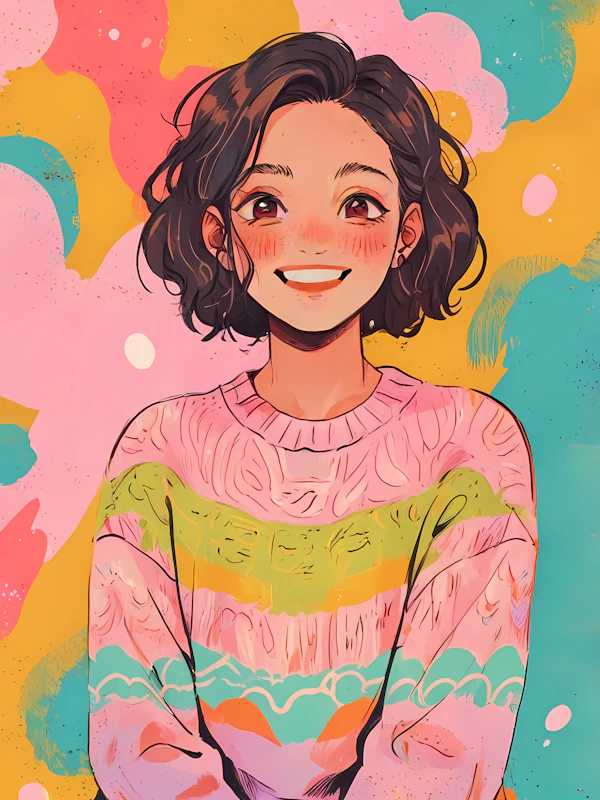 Cheerful Portrait with Colorful Sweater