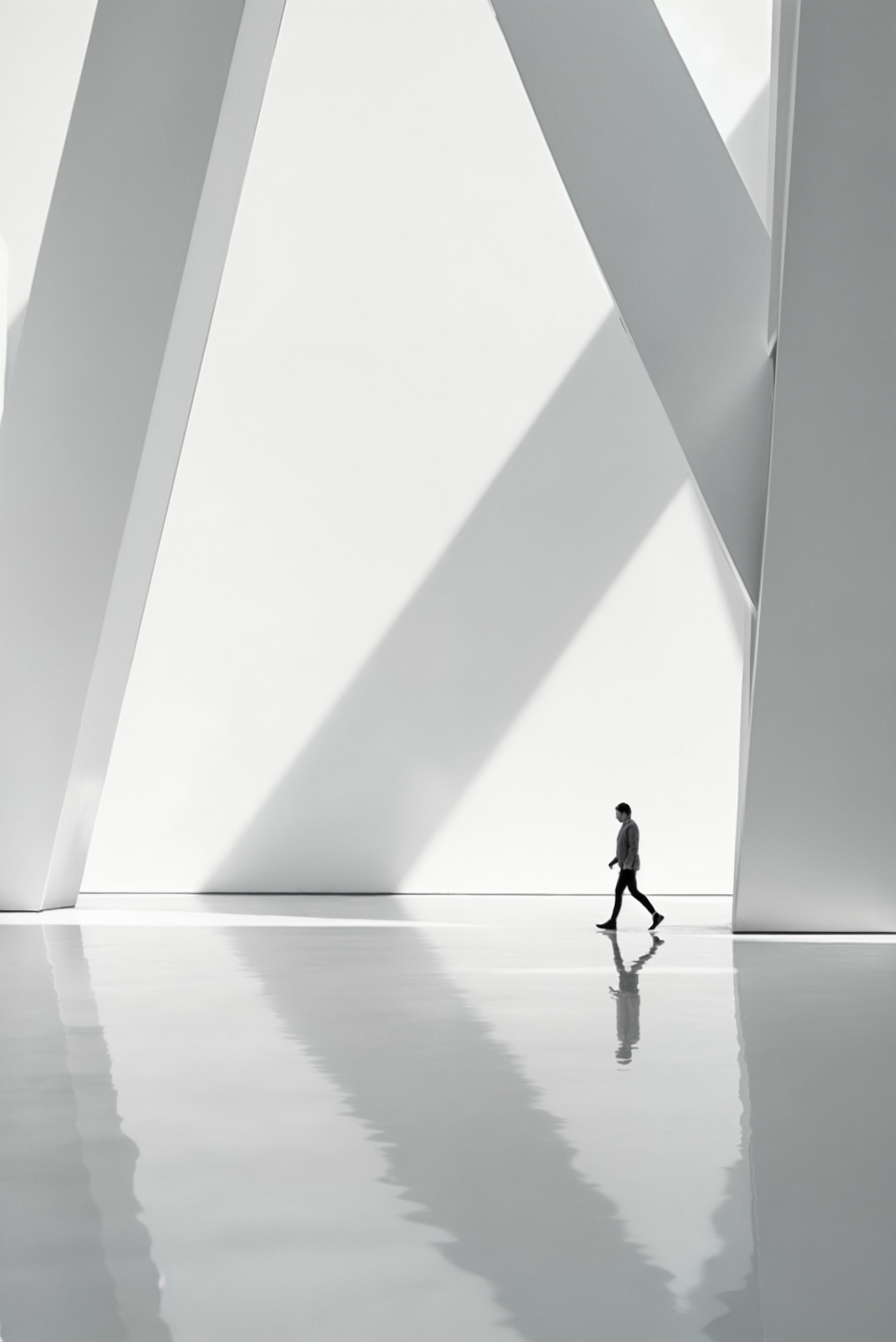 Solitary Figure in Minimalist Space