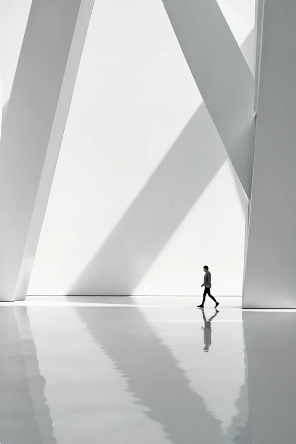 Solitary Figure in Minimalist Space