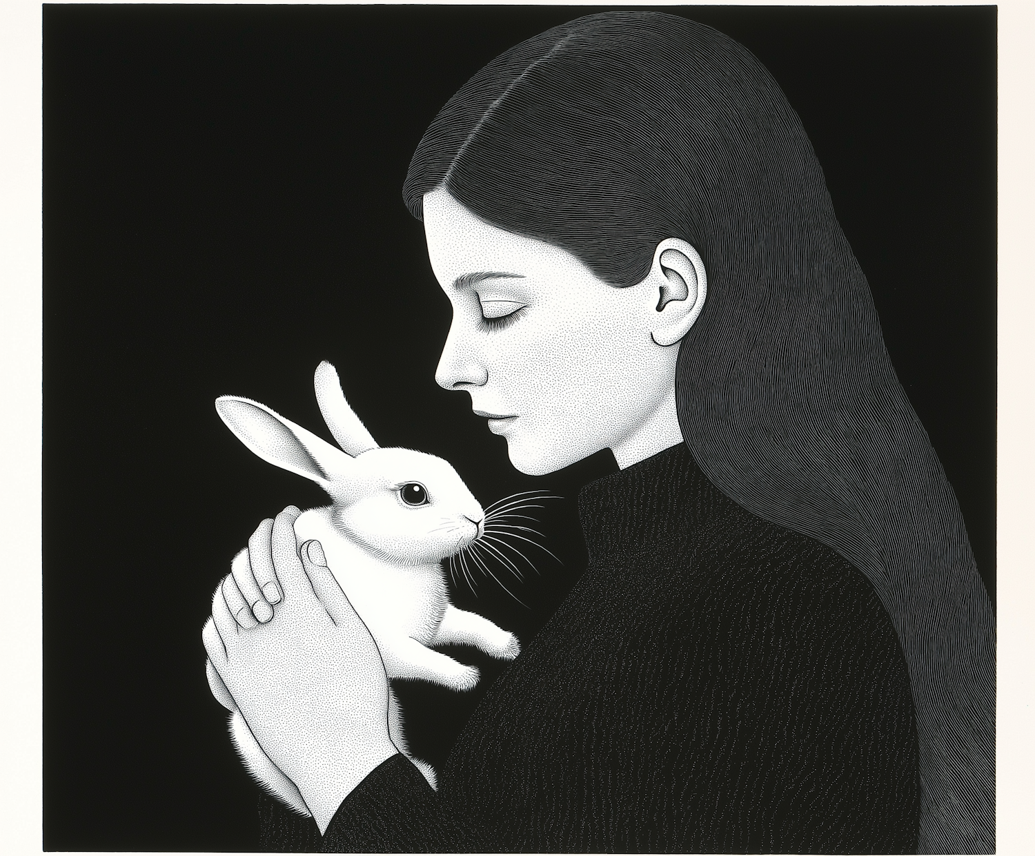 Woman and White Rabbit Intimacy