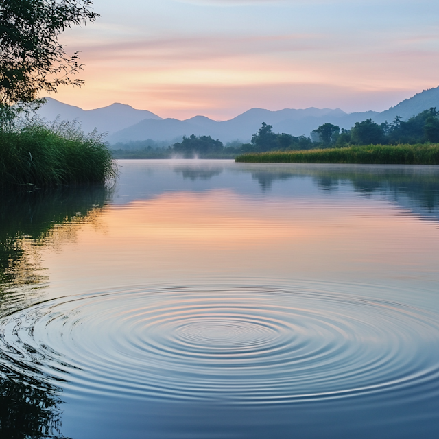 Serene Landscape at Sunrise/Sunset