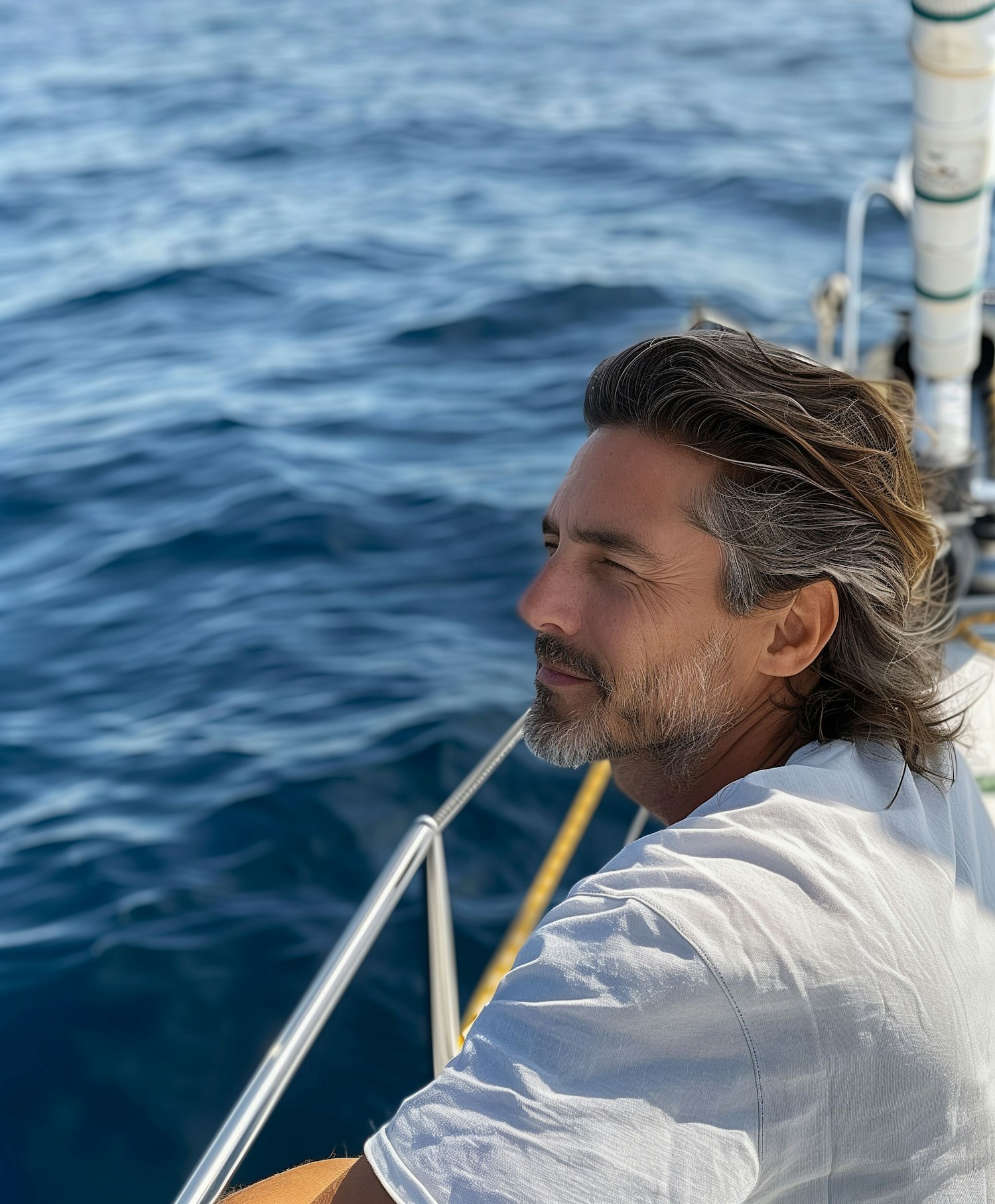 Man Contemplating on a Boat