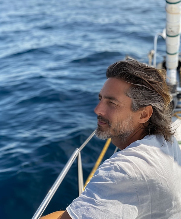 Man Contemplating on a Boat