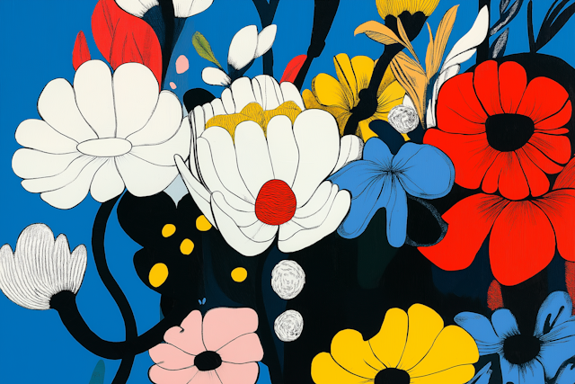 Vibrant Stylized Floral Illustration