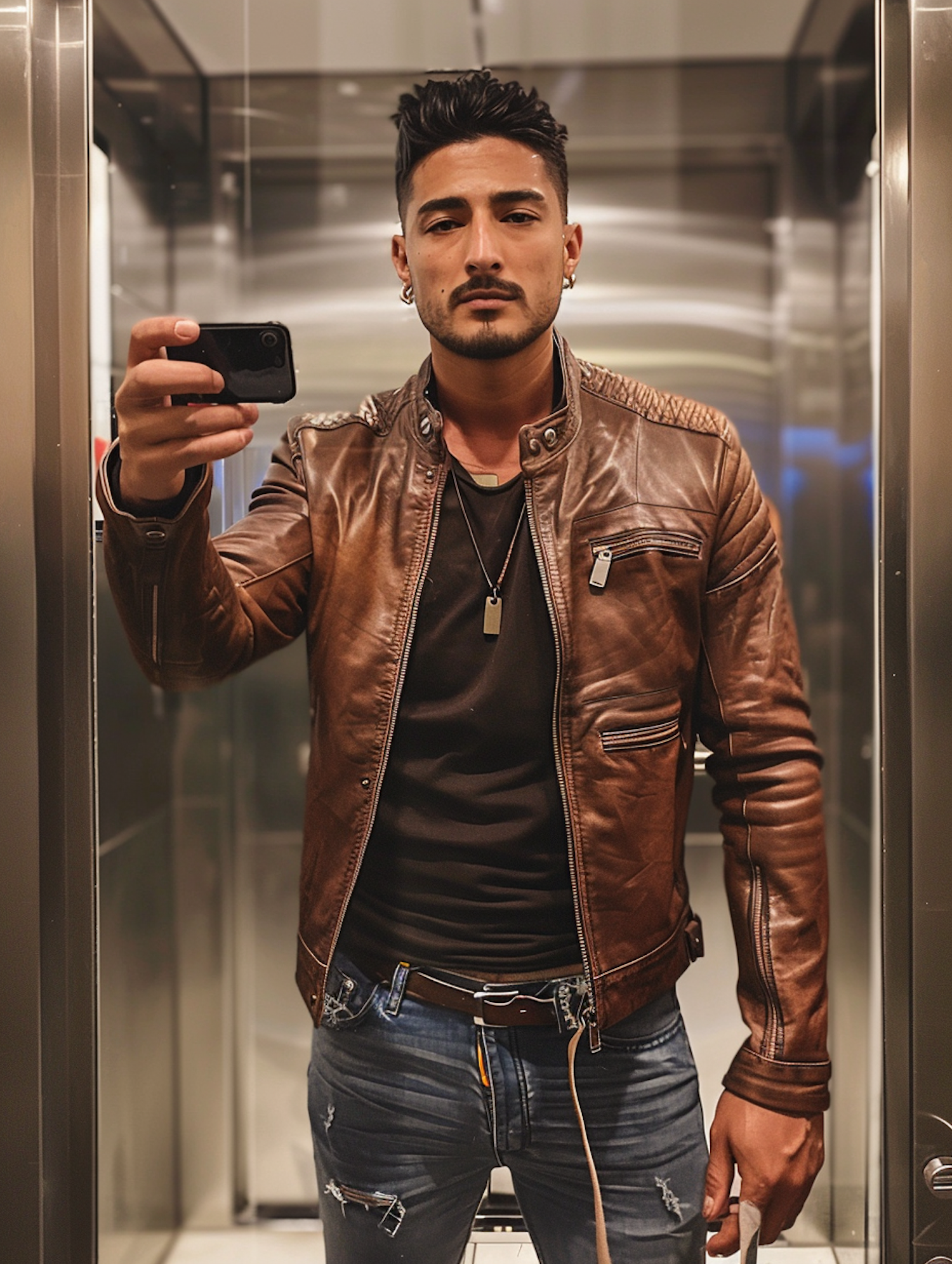 Stylish Selfie in Elevator