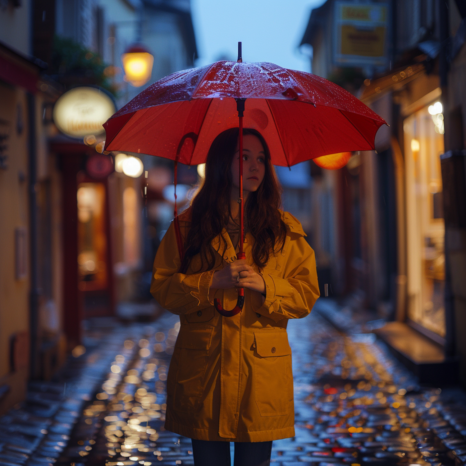 Contemplative Woman with Umbrella