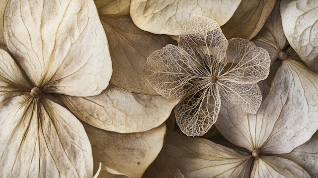 Dried Hydrangea Petals Close-up