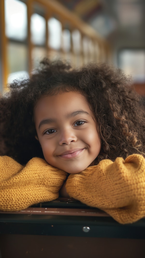 Smiling Child on a Bus